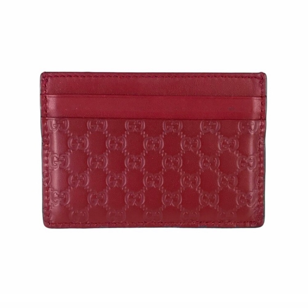 Authentic GUCCI Micro Monogram Guccissima Red Leather Cardholder Wallet